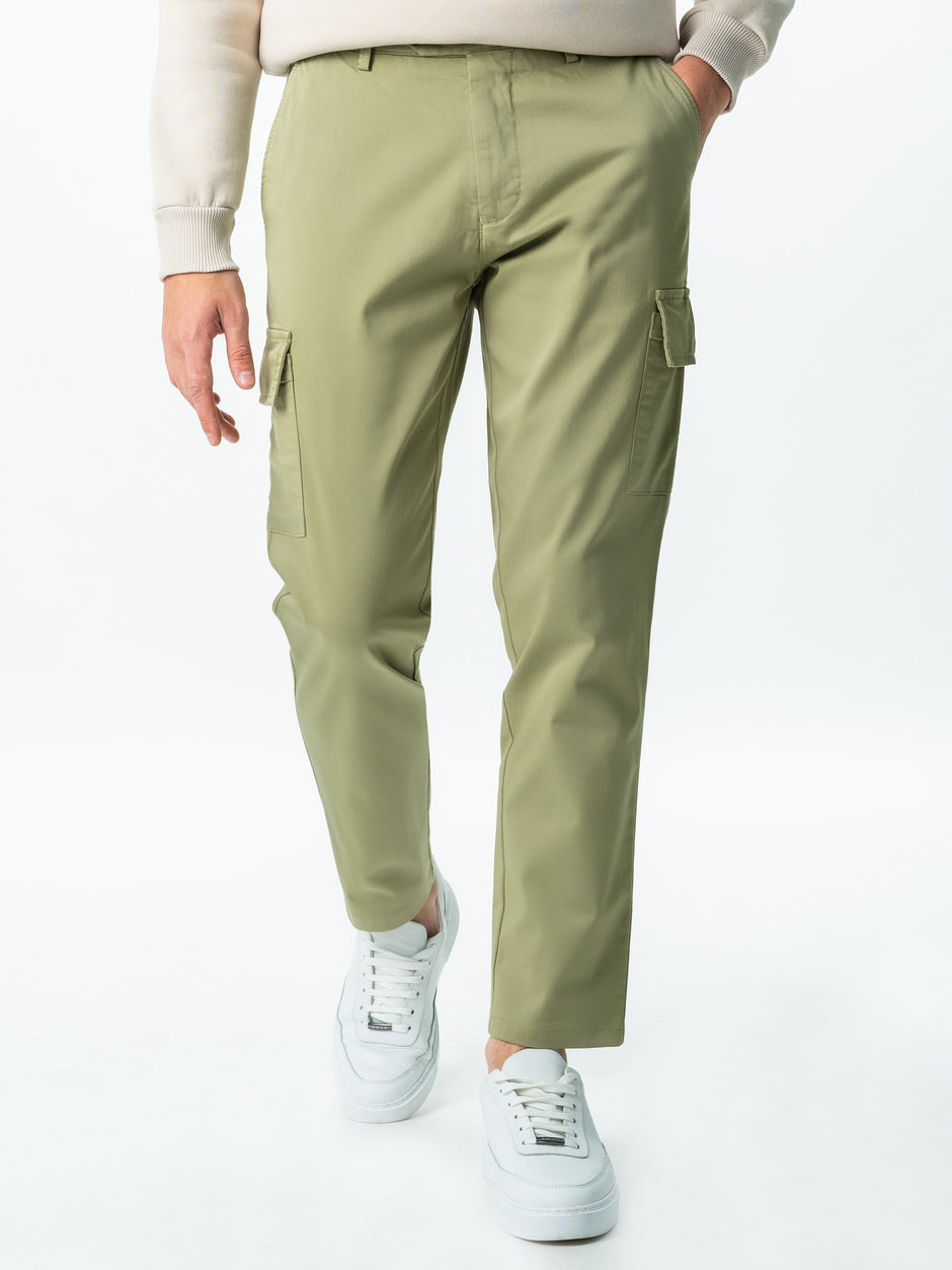 Pantaloni Casual Cargo Bumbac Natural Premium Santanderia  Barbati Verde Apple BMan711 (4)