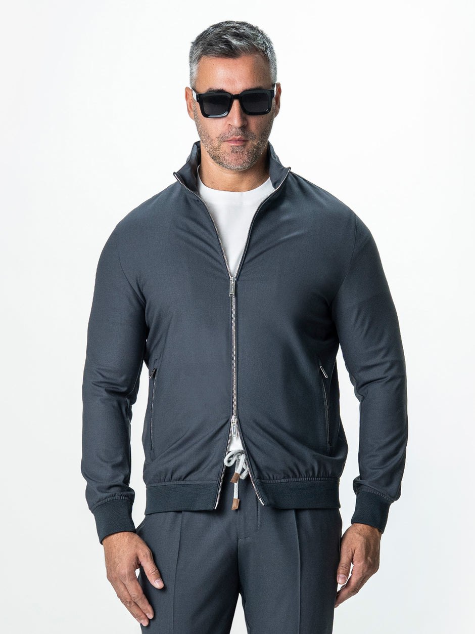 Tracksuit Premium Barbati Gri din Lana cu Gluga Ascunsa BMan0004 (5)