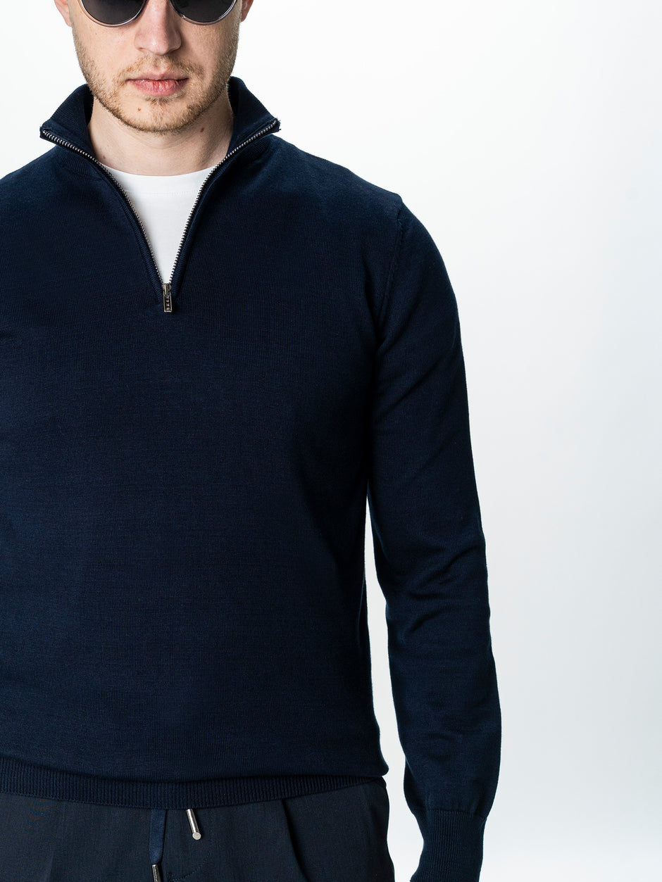 Pulover Barbati Bleumarin Fermoar Office Din Bumbac Levent BMan0001 (6)