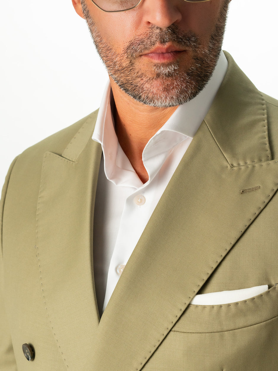 Costum Premium Barbati Verde Lime 100% Lana Italiana Finitura Felice BMan299 (7)