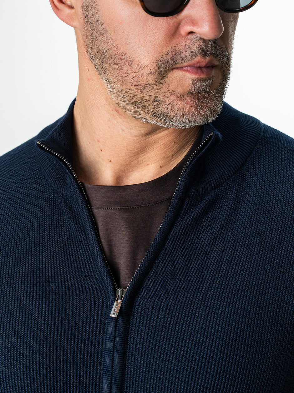 Pulover Barbati Bleumarin Cu Fermoar 100% Bumbac BMan0029 (4)