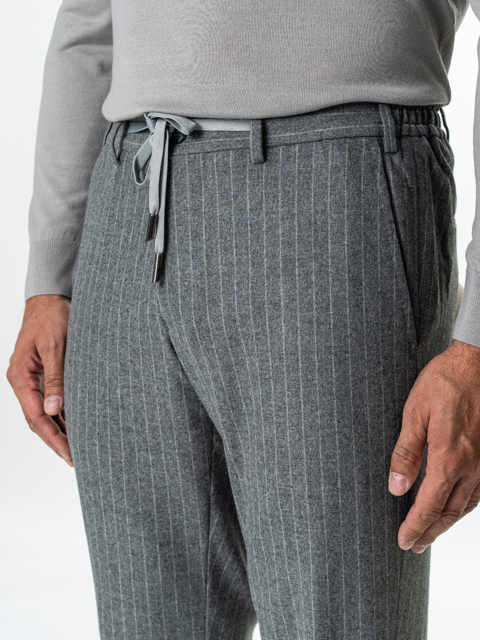 Pantaloni Barbati Gri Din Lana Cu Sistem Dublu De Inchidere BMan0015 (3)