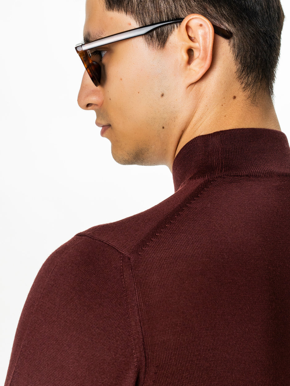 Pulover Bordo Semi-Helanca Barbati 100% Lana Merinos BMan0055 (3)