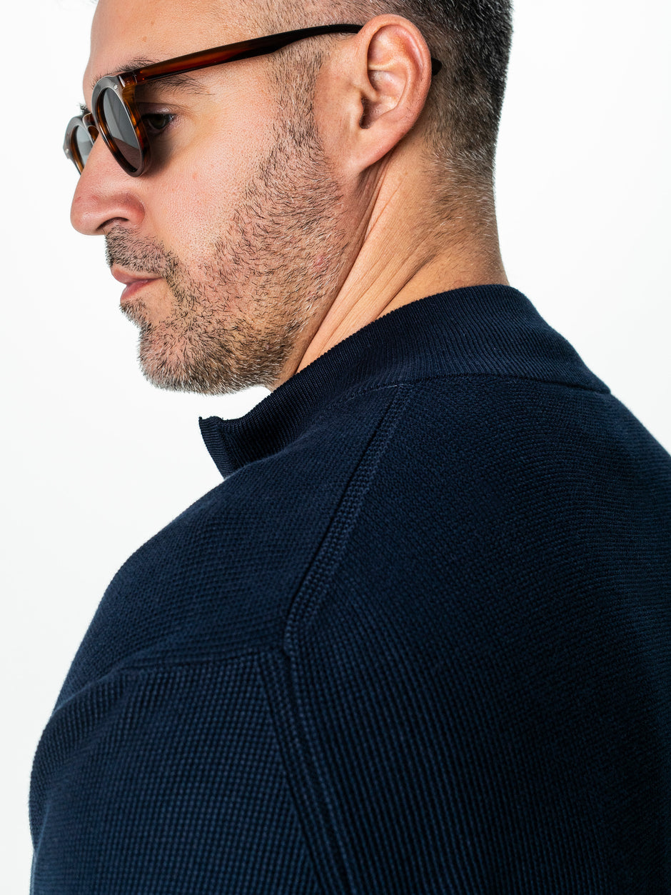 Pulover Barbati Bleumarin Cu Fermoar 100% Bumbac BMan0029 (6)