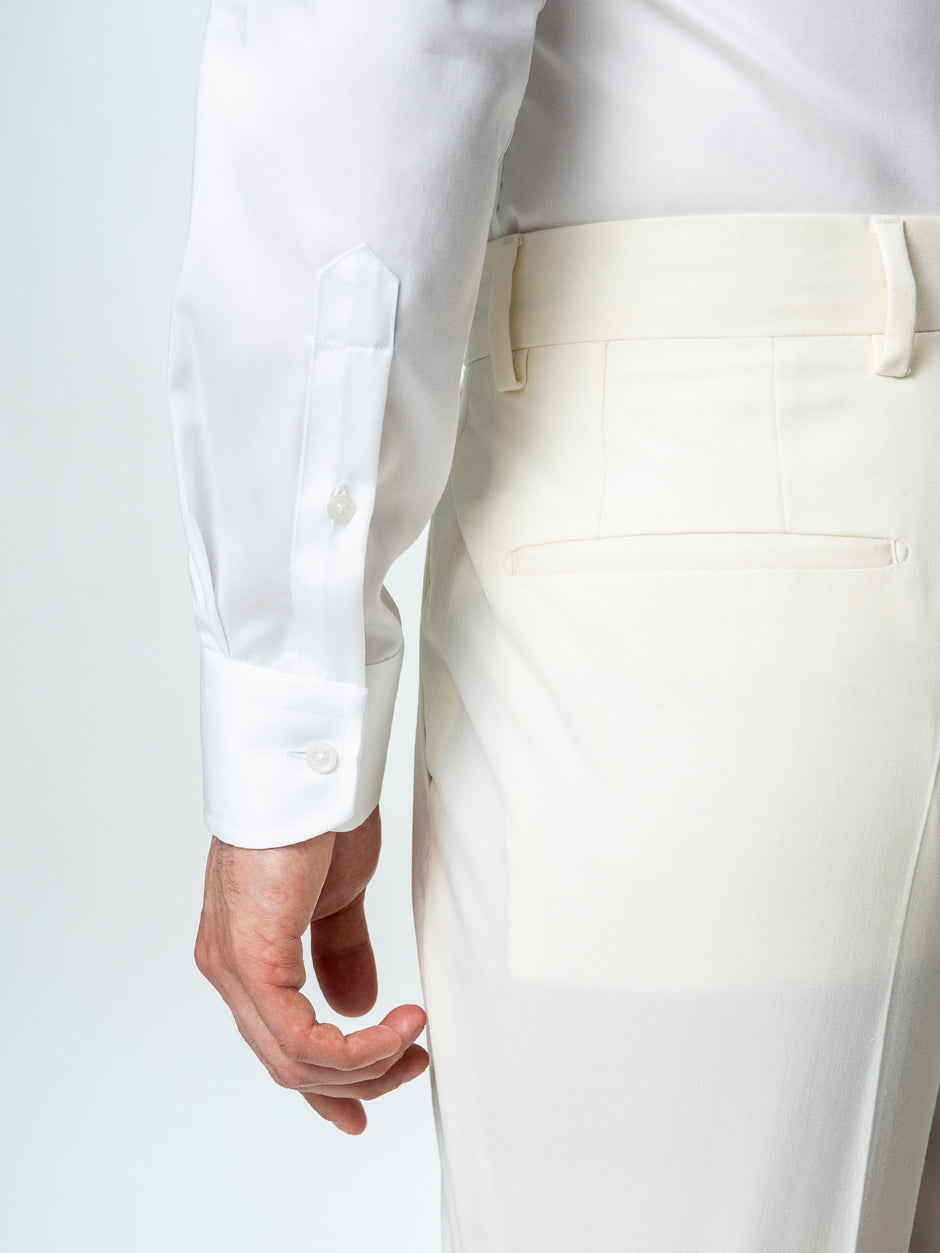 Pantaloni Barbati Crem Cu Talie Inalta Din Lana BMan0002 (7)