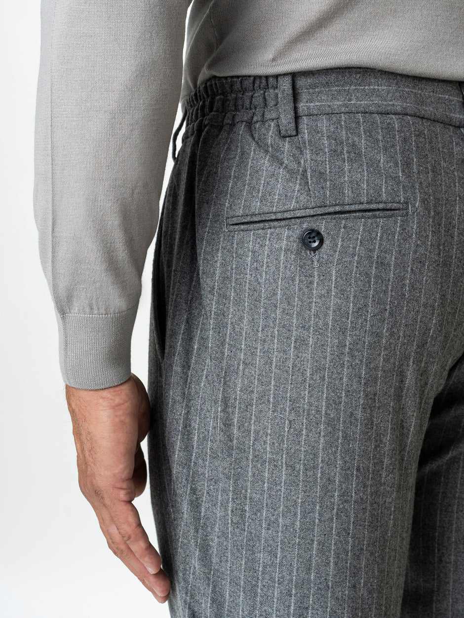 Pantaloni Barbati Gri Din Lana Cu Sistem Dublu De Inchidere BMan0015 (7)