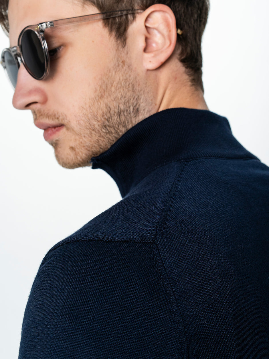 Pulover Barbati Bleumarin Fermoar Office Din Bumbac Levent BMan0001 (5)