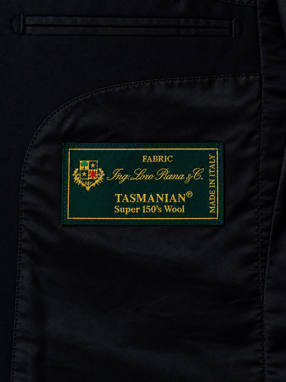 Costum Barbati Negru La Doua Randuri 100% Lana Loro Piana BMan0130 (4)