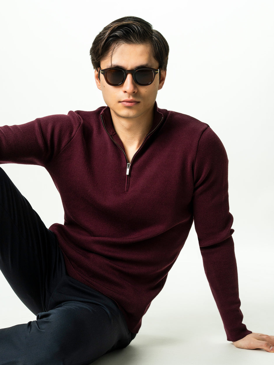 Pulover Barbati Bordo Cu Fermoar 100% Bumbac BMan0002 (5)