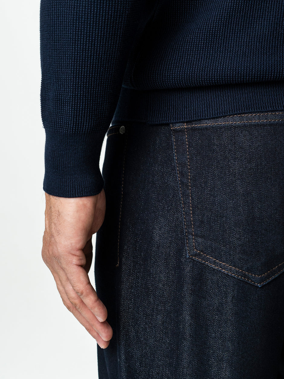 Pulover Barbati Bleumarin Cu Fermoar 100% Bumbac BMan0029 (8)