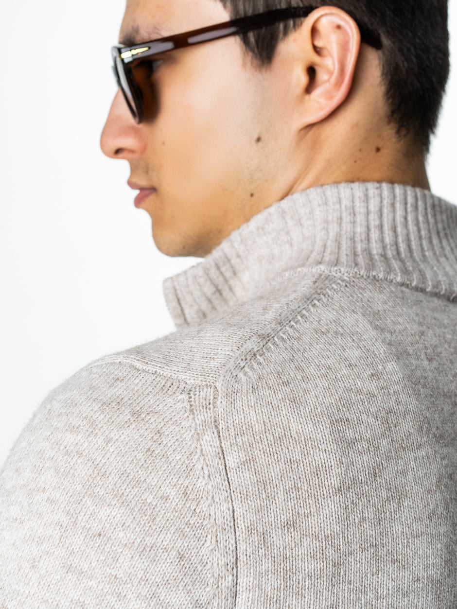 Pulover Crem Barbati 100% Lana Lambswool Cu Fermoar BMan0027 (8)