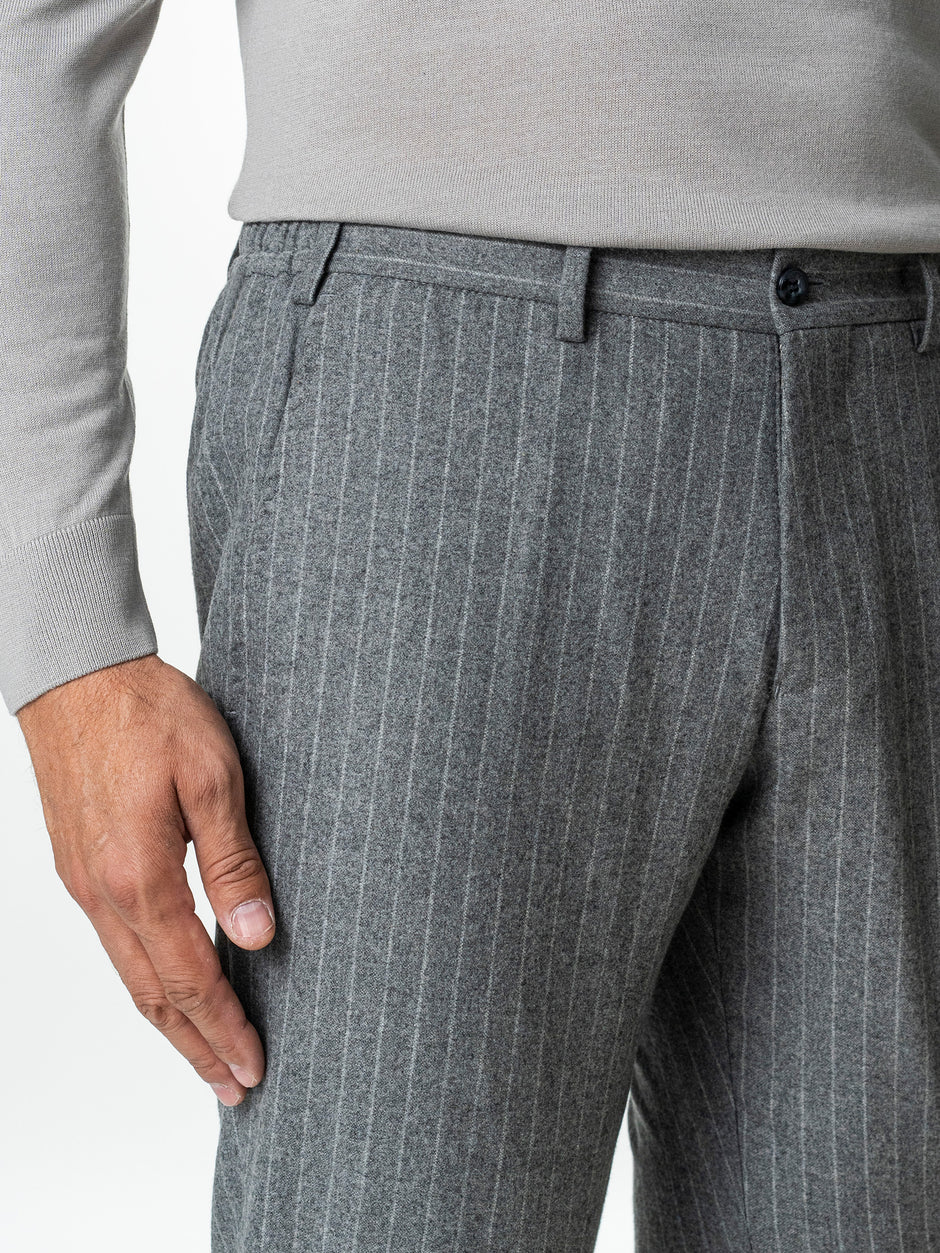 Pantaloni Barbati Gri Din Lana Cu Sistem Dublu De Inchidere BMan0015 (6)