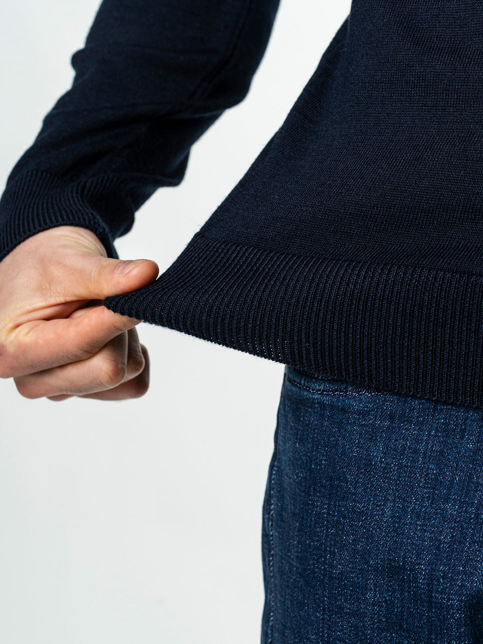 Pulover Cu Fermoar Bleumarin Inchis Barbati Office Lana Merino Falco BMan0003 (8)