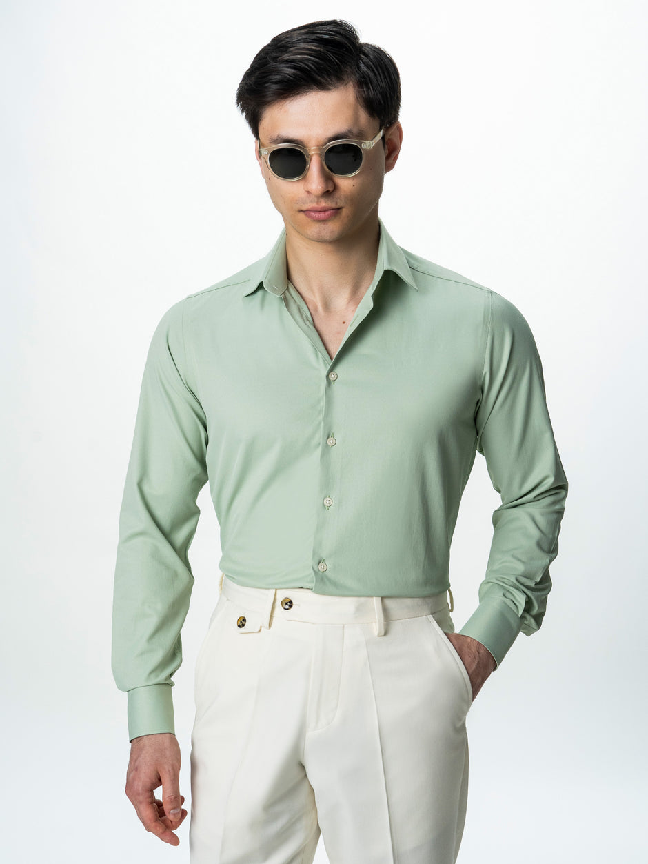 Camasa Barbati Eleganta Verde Olive 100% Bumbac All Season Bman0030 (4)