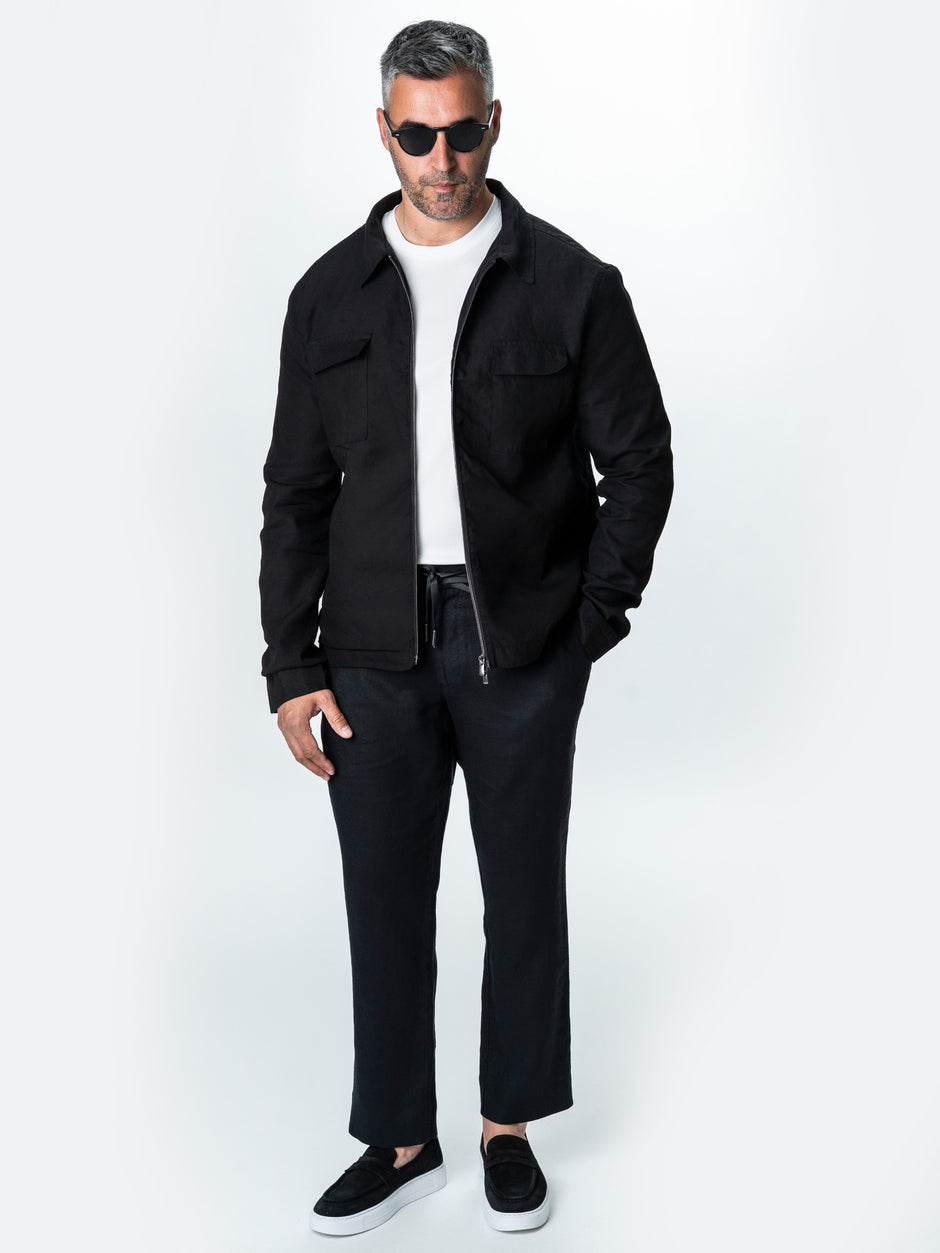 Camasa Barbati Tip Jacheta Overshirt Neagra De Primavara BMan0066 (5)