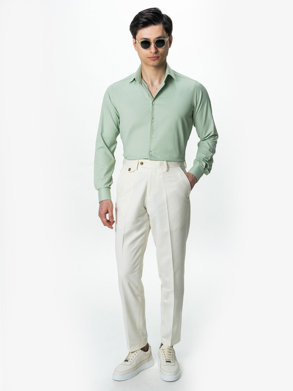 Camasa Barbati Eleganta Verde Olive 100% Bumbac All Season Bman0030 (5)