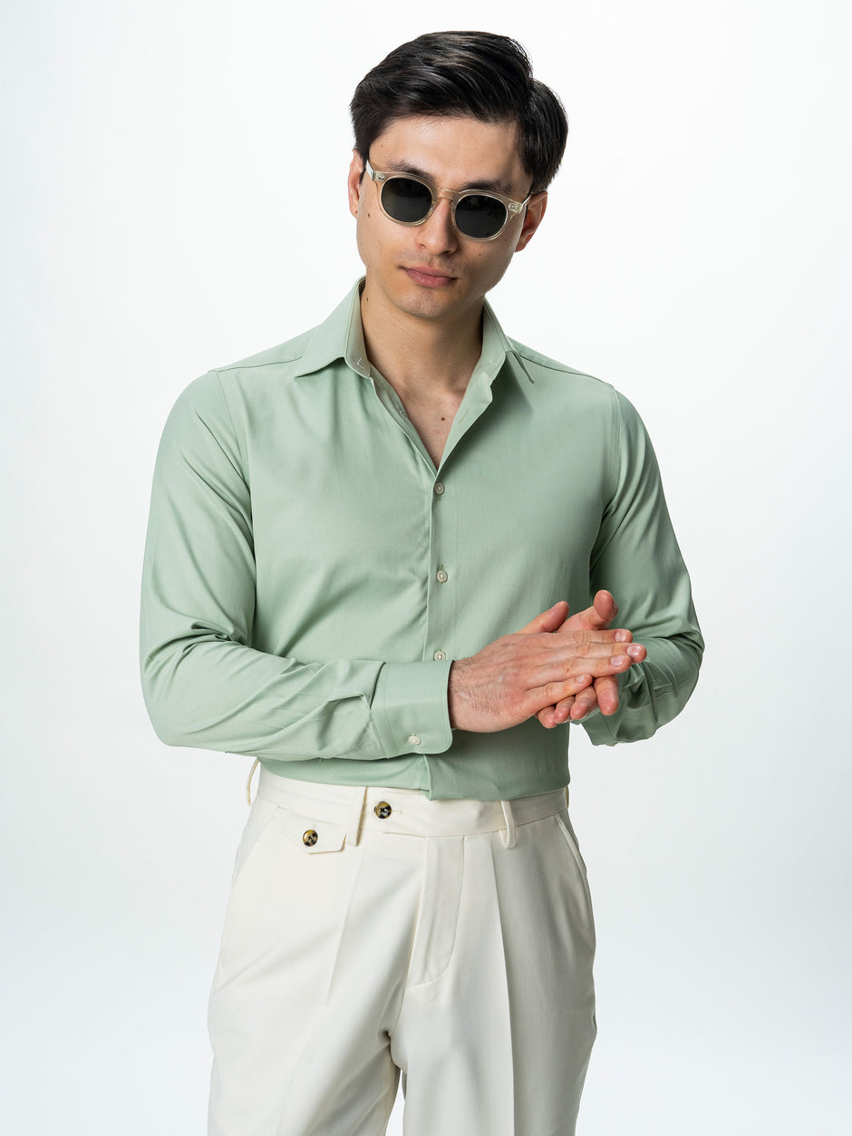 Camasa Barbati Eleganta Verde Olive 100% Bumbac All Season Bman0030 (1)