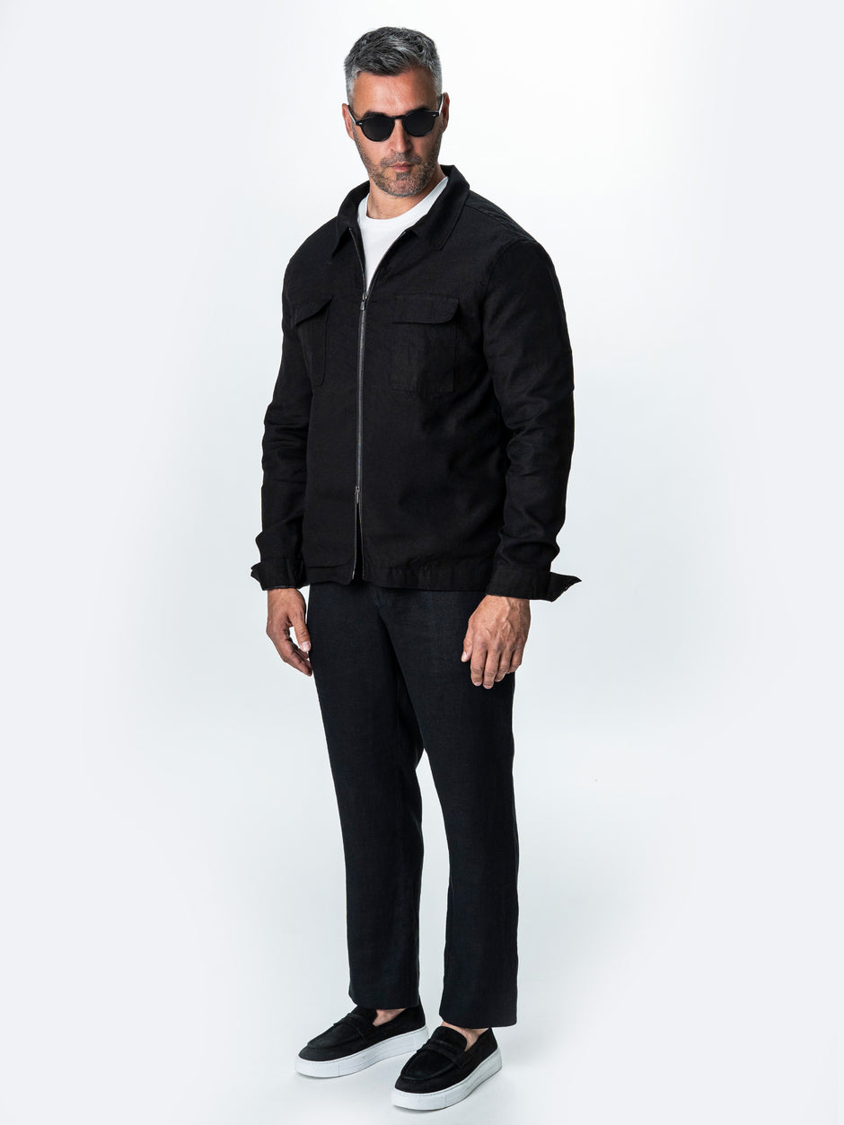 Camasa Barbati Tip Jacheta Overshirt Neagra De Primavara BMan0066 (2)