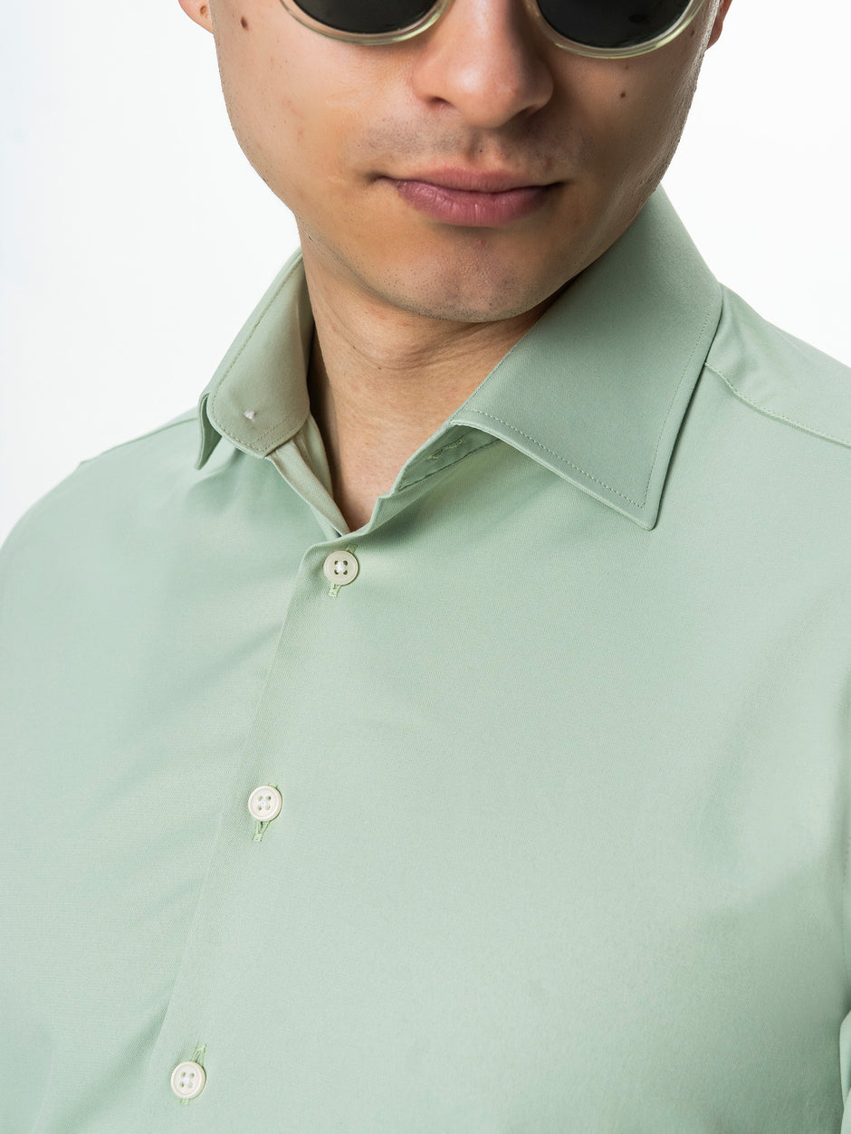 Camasa Barbati Eleganta Verde Olive 100% Bumbac All Season Bman0030 (3)