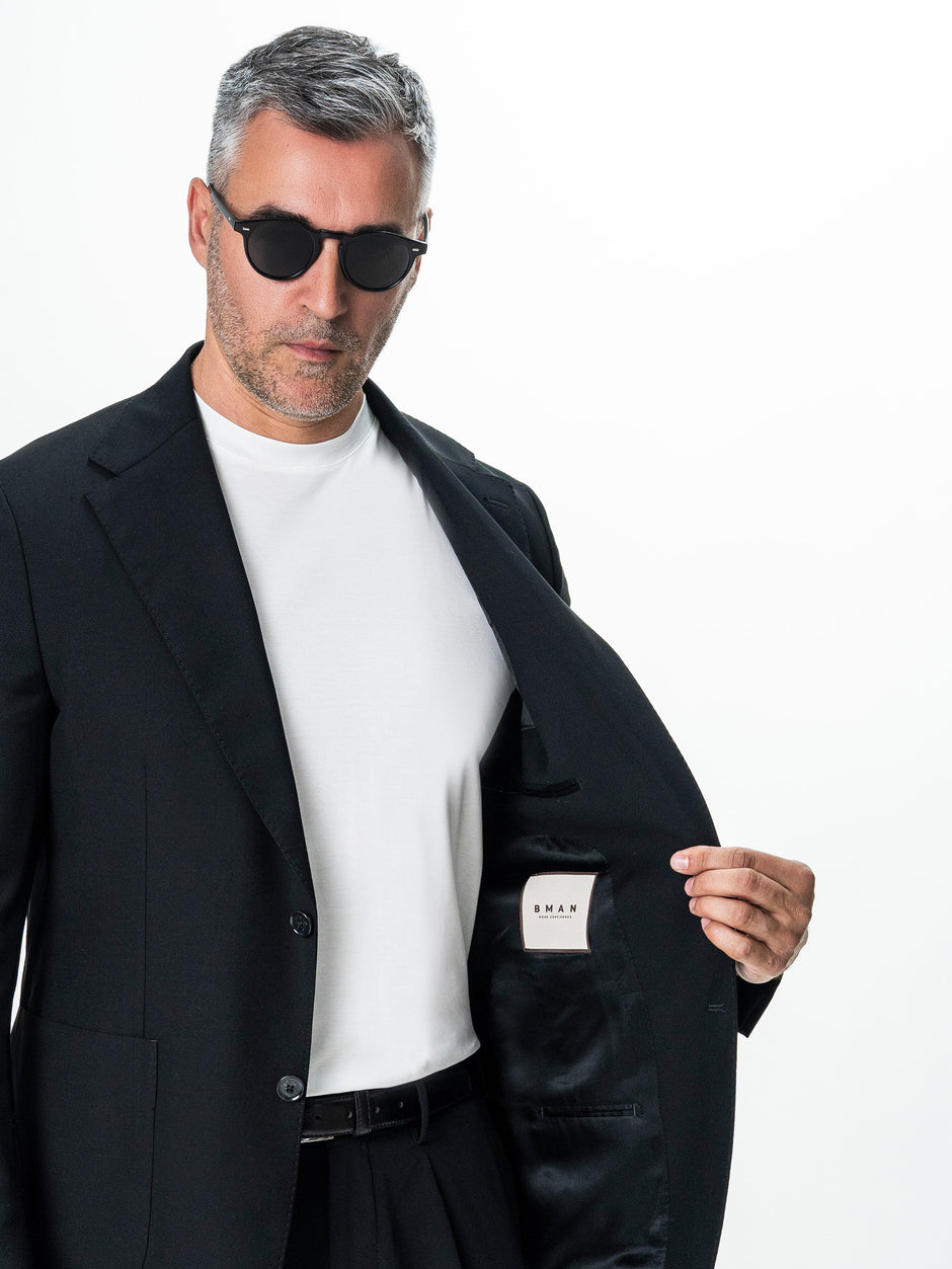 Sacou Barbati Negru 100% Lana Vitale Barberis BMan0076 (7)
