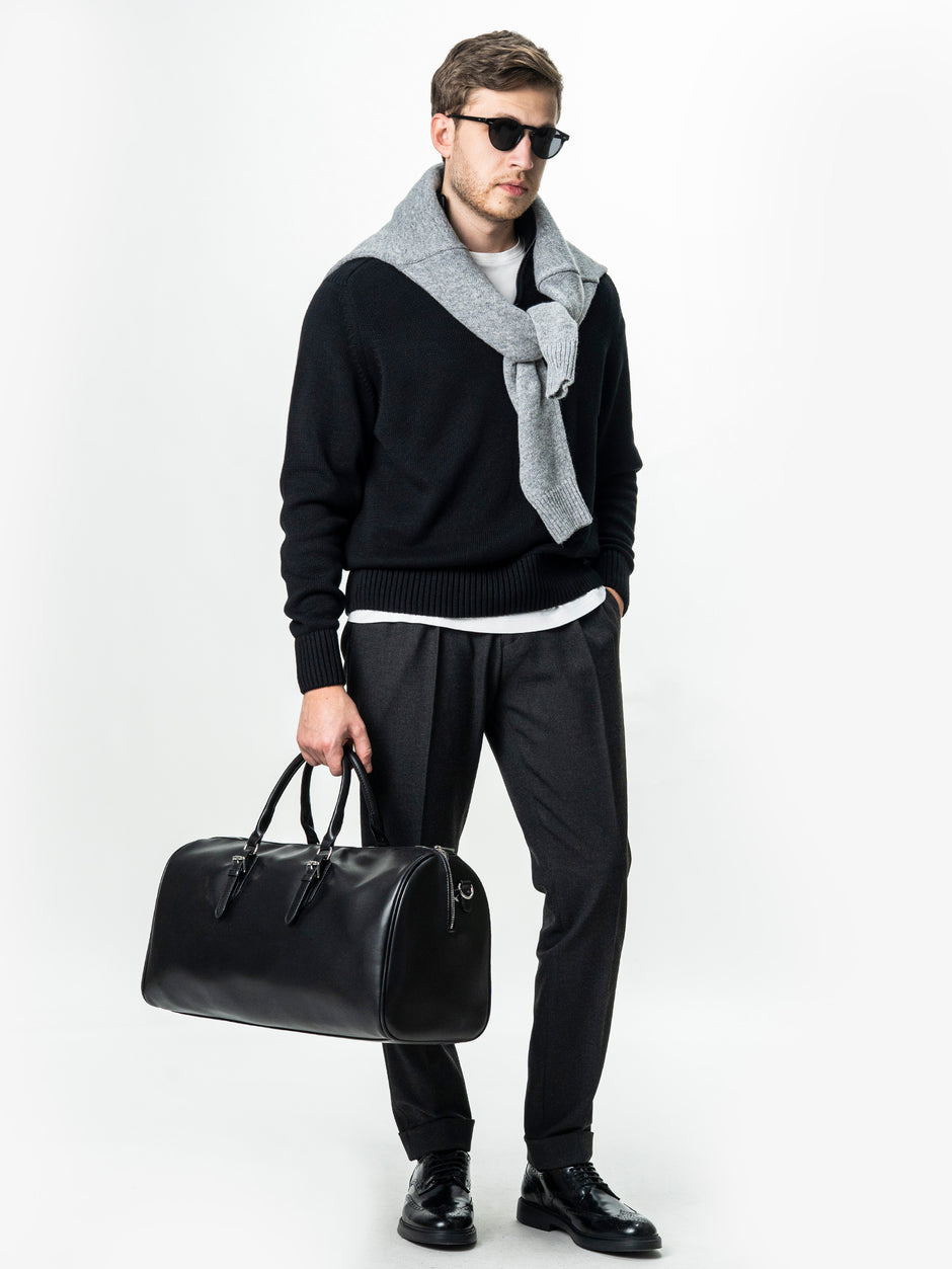 Pulover Barbati Negru Oversize 100% Bumbac Cu Fermoar BMan0037 (1)