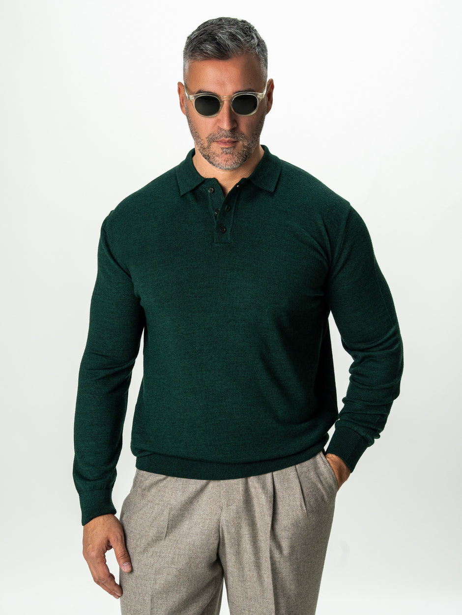 Pulover Barbati Verde Polo Din Lana Merinos BMan0051 (4)