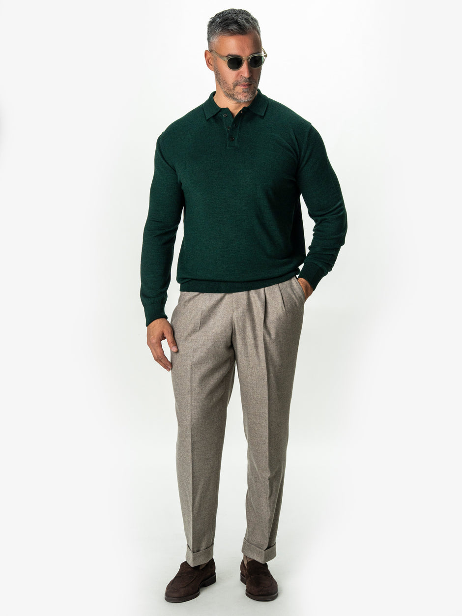 Pulover Barbati Verde Polo Din Lana Merinos BMan0051 (5)