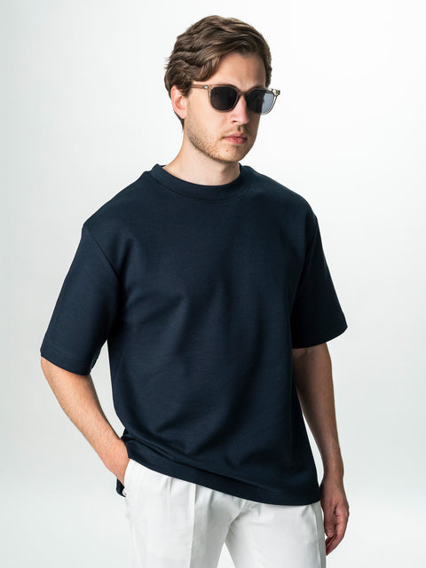 Tricou Simplu Barbati Bleumarin Oversize 100% Bumbac Natural BMan296