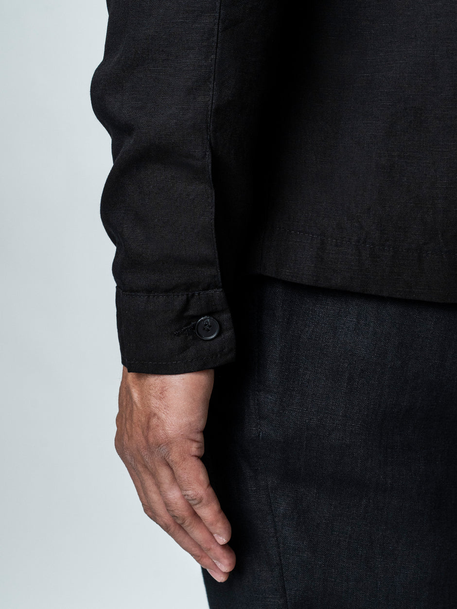 Camasa Barbati Tip Jacheta Overshirt Neagra De Primavara BMan0066 (8)