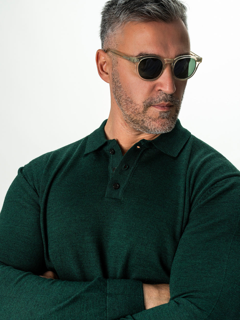 Pulover Barbati Verde Polo Din Lana Merinos BMan0051 (1)