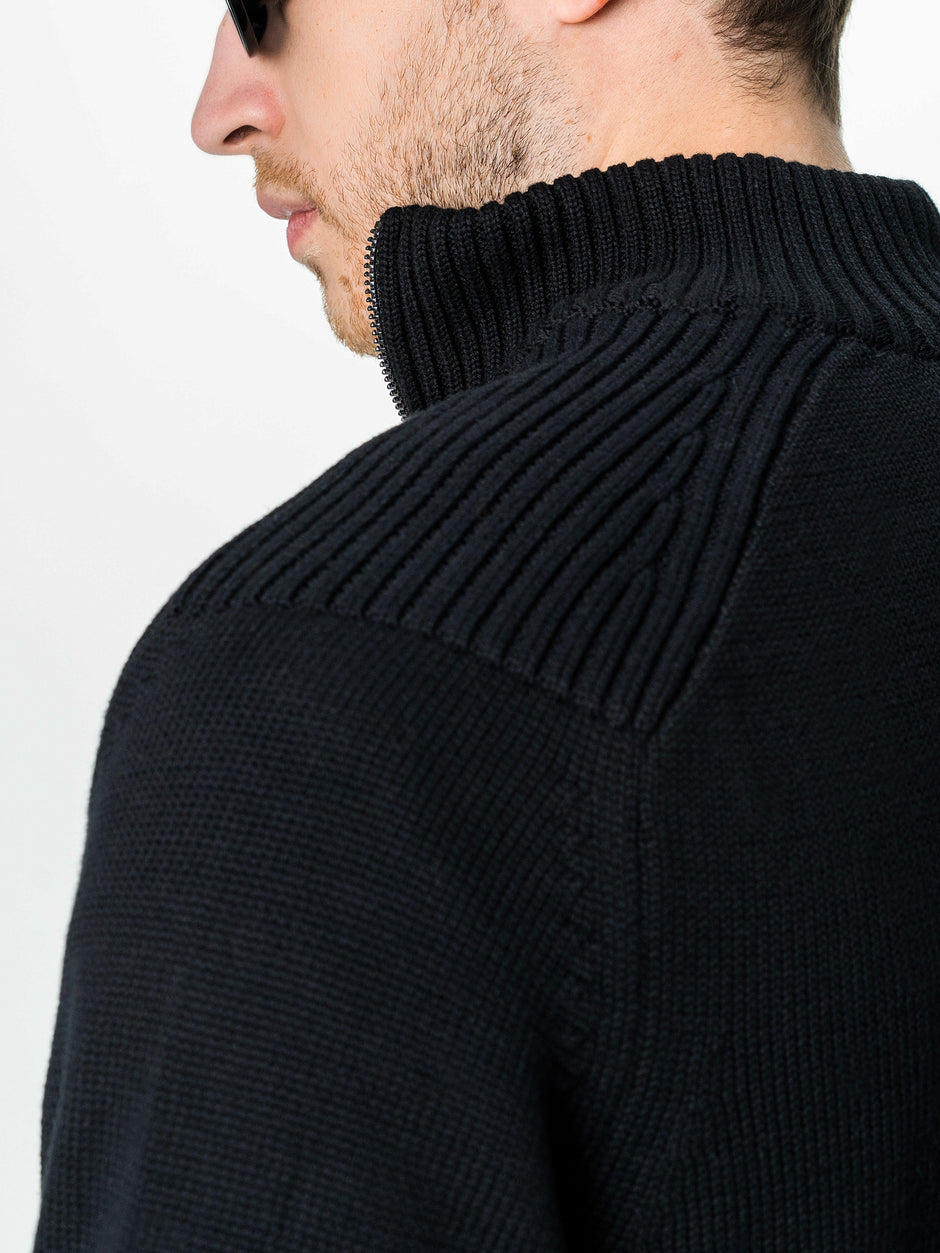 Pulover Barbati Negru Oversize 100% Bumbac Cu Fermoar BMan0037 (7)