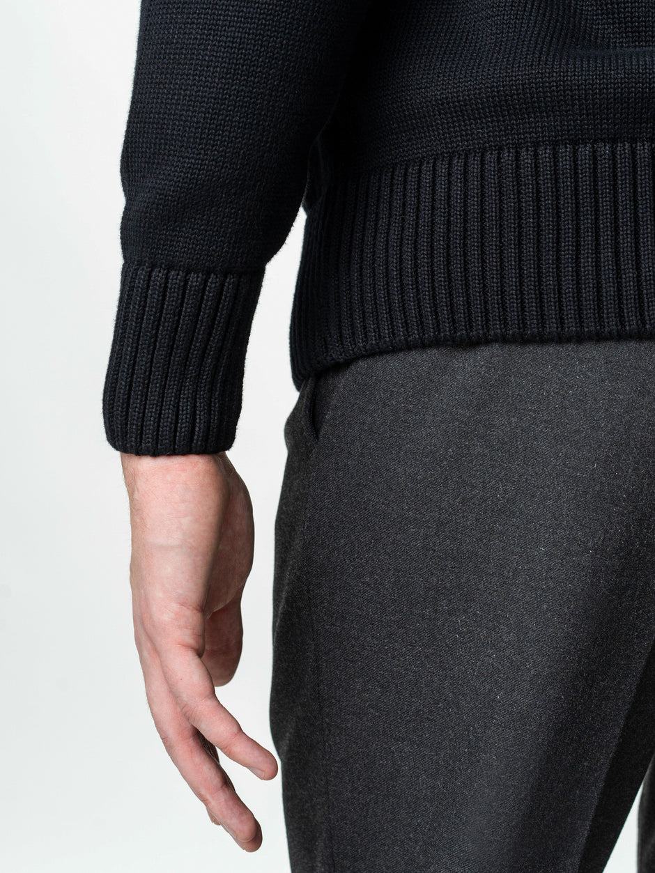 Pulover Barbati Negru Oversize 100% Bumbac Cu Fermoar BMan0037 (8)