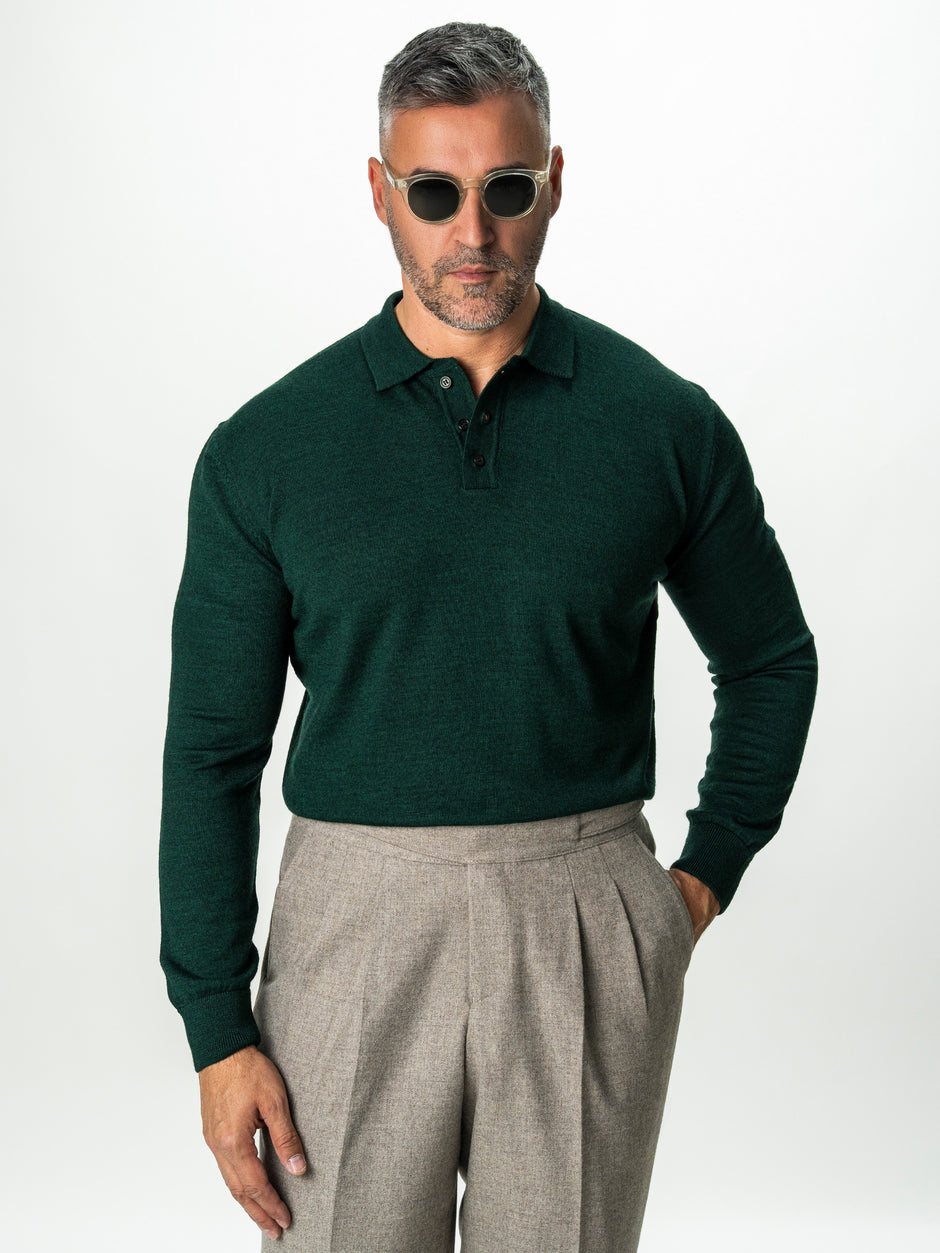 Pulover Barbati Verde Polo Din Lana Merinos BMan0051 (8)