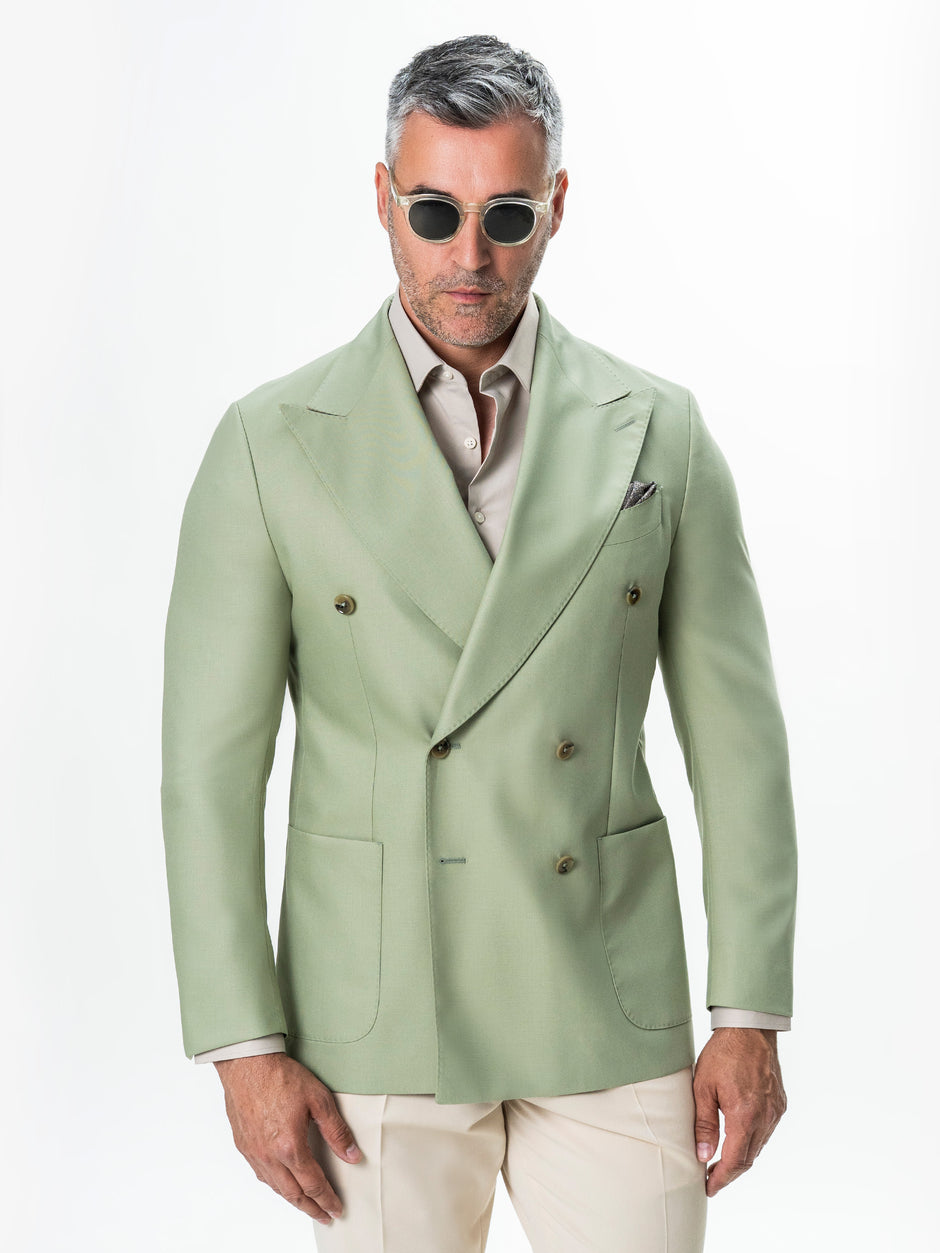 Sacou Barbati Verde Olive Doua Randuri de Nasturi Amestec Lana BMan0081 (2)