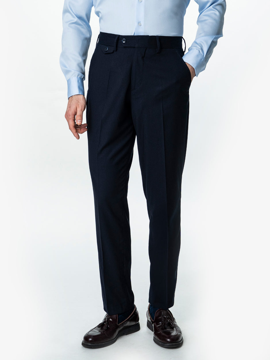 Pantaloni Barbati Bleumarin Cu Talie Inalta Din Lana BMan0002 (1)