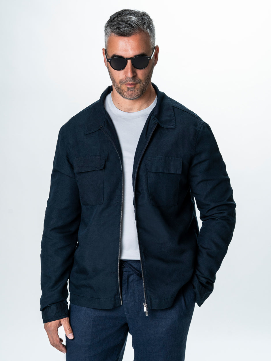 Camasa Barbati Tip Jacheta Overshirt Bleumarin De Primavara BMan0066 (6)