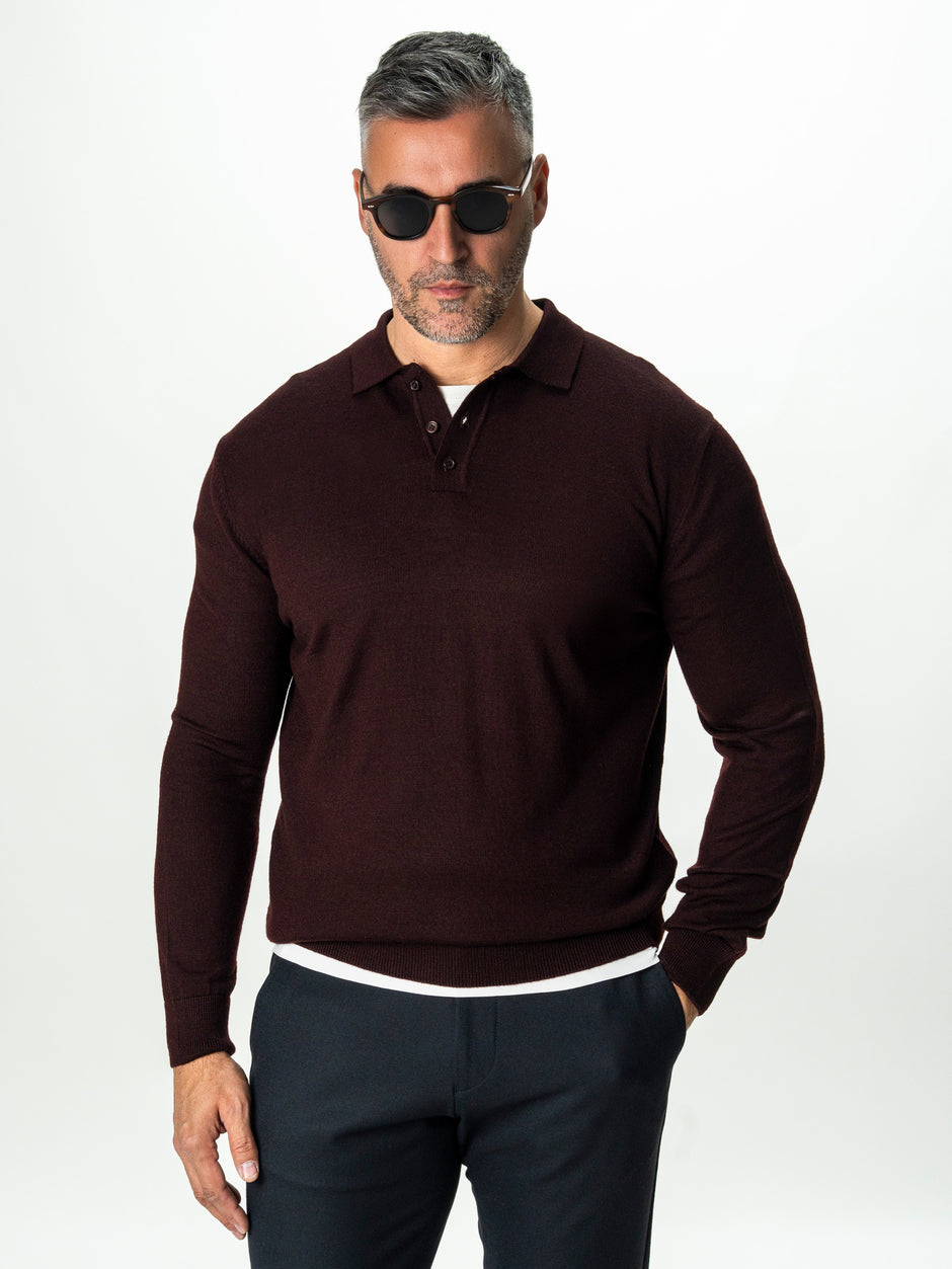 Pulover Barbati Bordo Polo Din Lana Merinos BMan0051 (5)