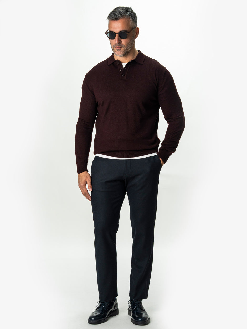 Pulover Barbati Bordo Polo Din Lana Merinos BMan0051 (4)