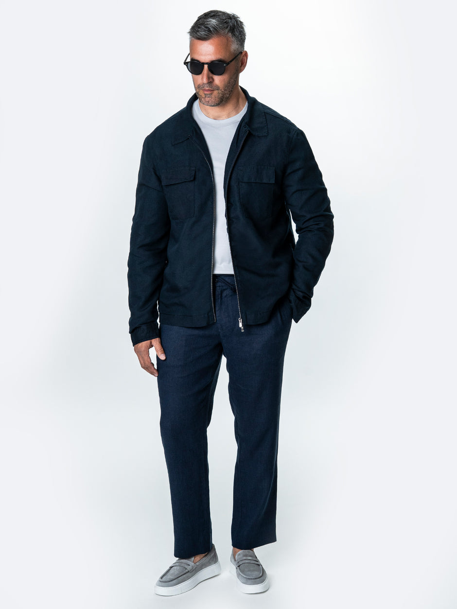 Camasa Barbati Tip Jacheta Overshirt Bleumarin De Primavara BMan0066 (5)