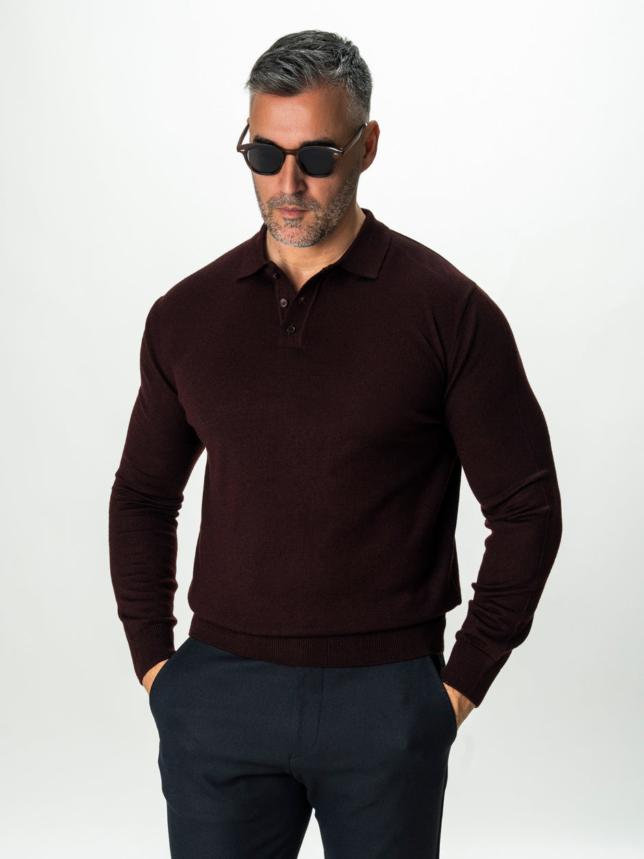 Pulover Barbati Bordo Polo Din Lana Merinos BMan0051 (6)