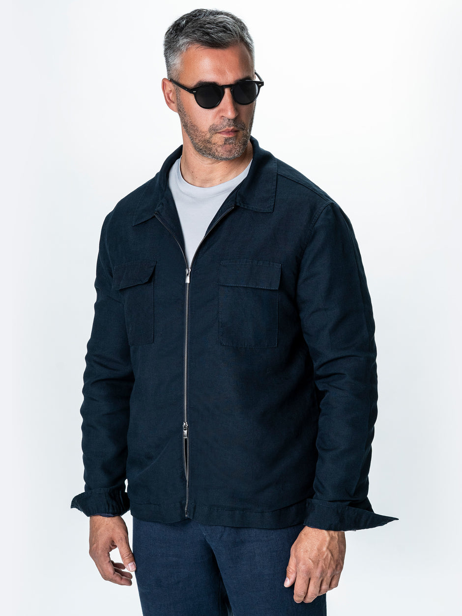 Camasa Barbati Tip Jacheta Overshirt Bleumarin De Primavara BMan0066 (4)