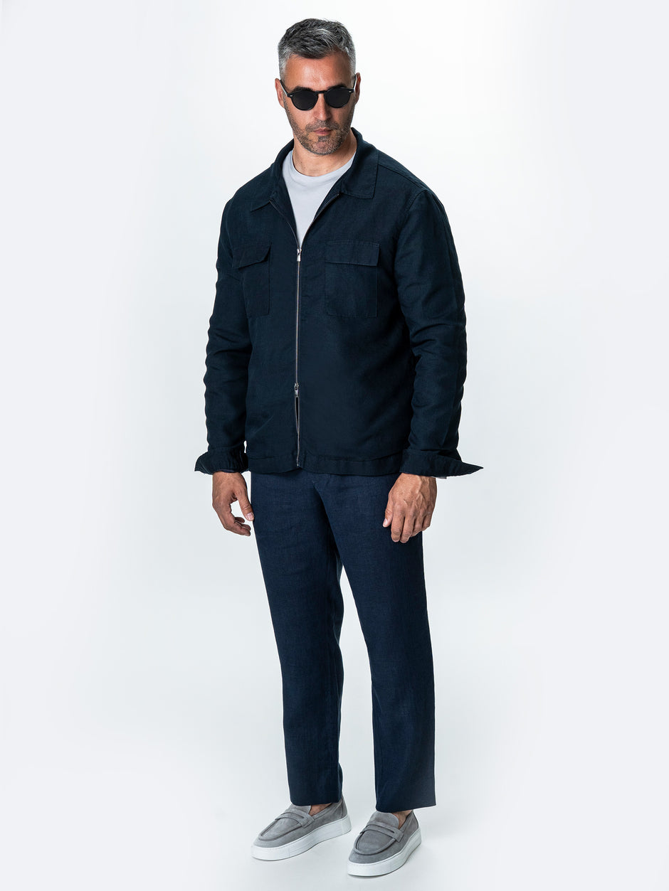 Camasa Barbati Tip Jacheta Overshirt Bleumarin De Primavara BMan0066 (2)