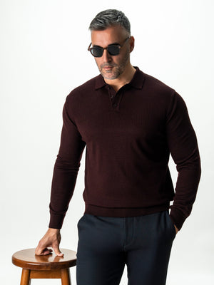 Pulover Barbati Bordo Polo Din Lana Merinos BMan0051