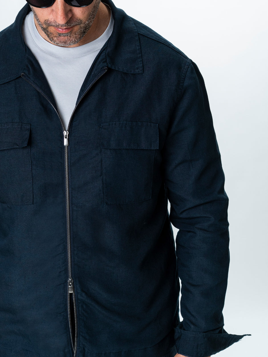 Camasa Barbati Tip Jacheta Overshirt Bleumarin De Primavara BMan0066 (3)