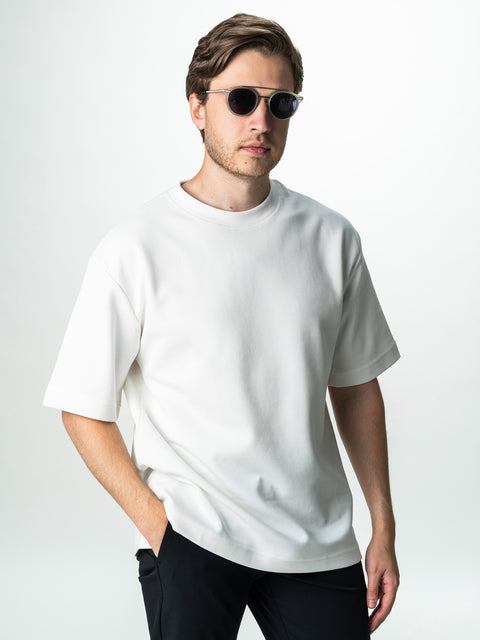 Tricou Simplu Barbati Alb Oversize 100% Bumbac Natural BMan296