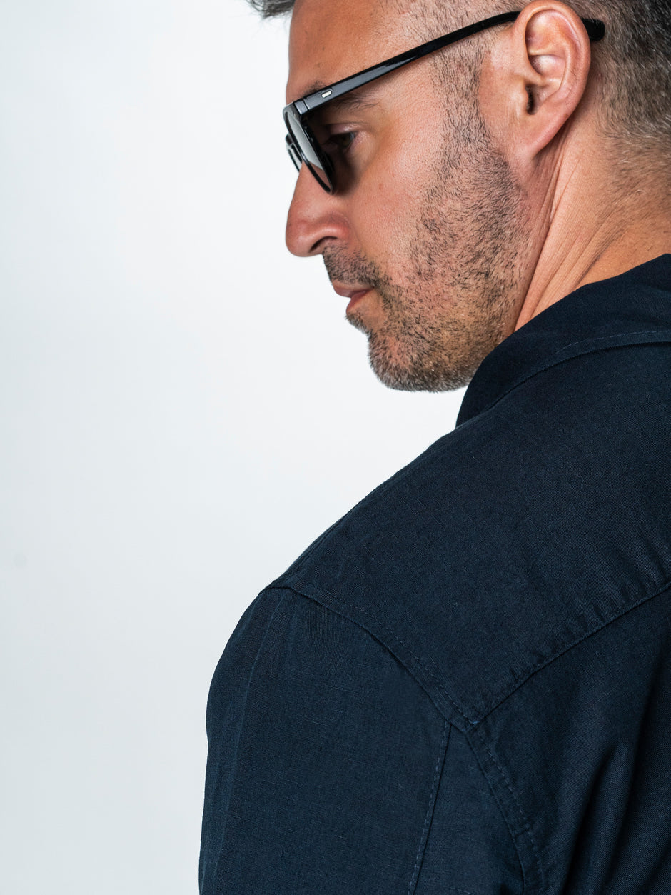 Camasa Barbati Tip Jacheta Overshirt Bleumarin De Primavara BMan0066 (8)