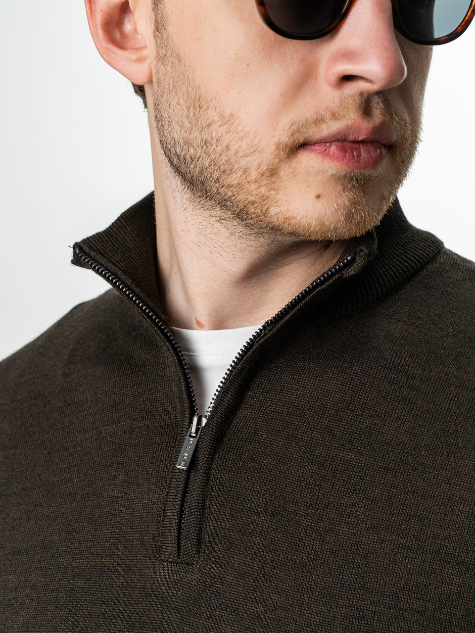 Pulover Cu Fermoar Office Barbati Maro Lana Merino Falco BMan0003 (3)
