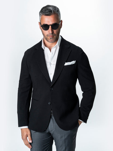 Sacou Negru Barbati Lana Vitale Barberis Super 110'S BMan0042