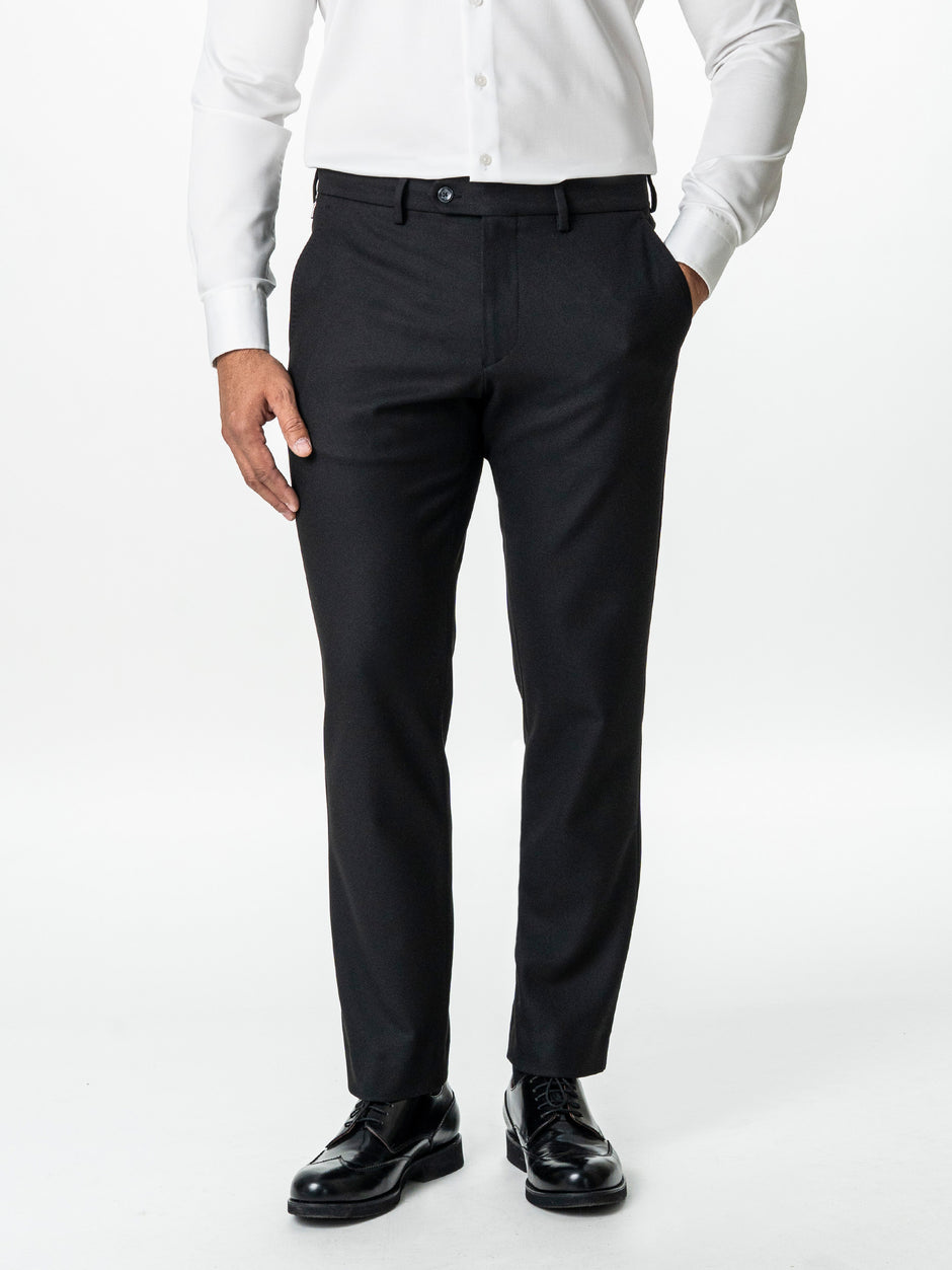 Pantaloni Casual Negri Barbati De Birou Din Lana Sandro Stretch BMan0001 (1)