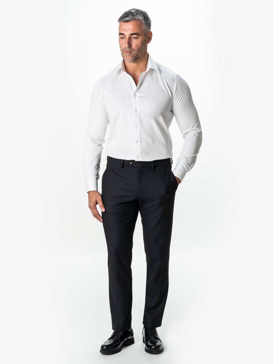 Pantaloni Casual Negri Barbati De Birou Din Lana Sandro Stretch BMan0001 (4)